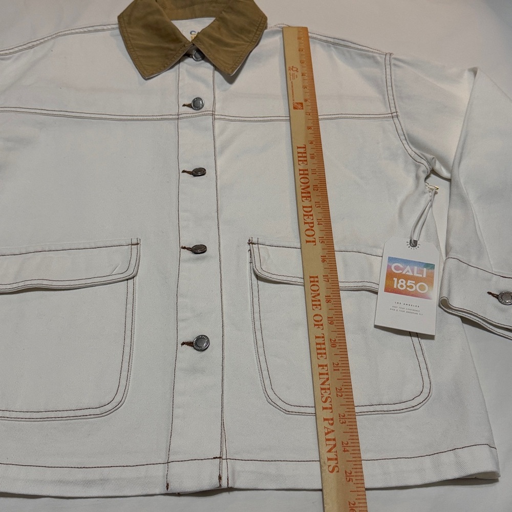 Cali 1850 Women's Cream and Tan Barn Jacket 100% Cotton S NWT - Picture 4 of 7